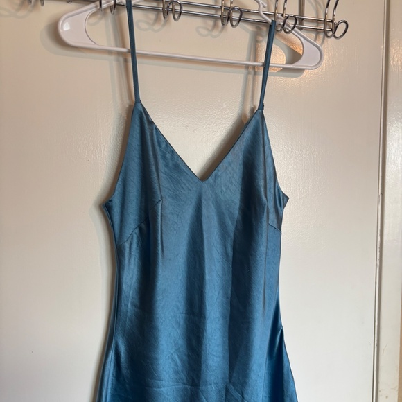 Blue Satin Midi Dress - Picture 3 of 6